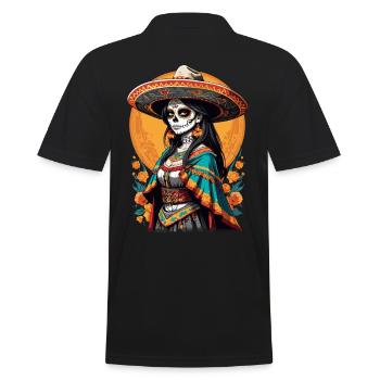 Iconic Sugar Skull Mexico Skull Streetwear - Men's Polo Shirt - black - Back - Kai (181cm)
