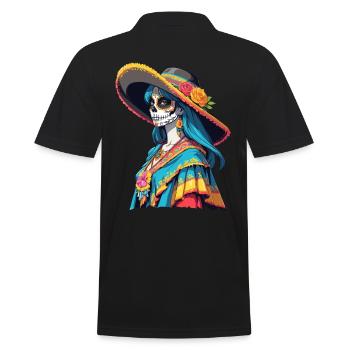 Fille mexicaine emblématique Sugar Skull - Polo Homme - noir - Dos - Kai (181cm)