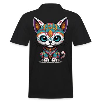Kawaii chat emblématique Sugar Skull esthétique - Polo Homme - noir - Dos - Kai (181cm)