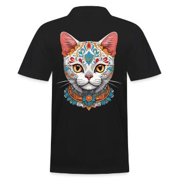 Katze Ikonischer Zuckerschädel Mexikanischer - Männer Poloshirt - Schwarz - Hinten - Kai (181cm)