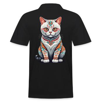 Chat Mexique Sugar Skull Streetwear Esthétique - Polo Homme - noir - Dos - Kai (181cm)