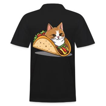 Taco Cat Cinco de Mayo Aesthetic Food Streetwear - Men's Polo Shirt - black - Back - Kai (181cm)
