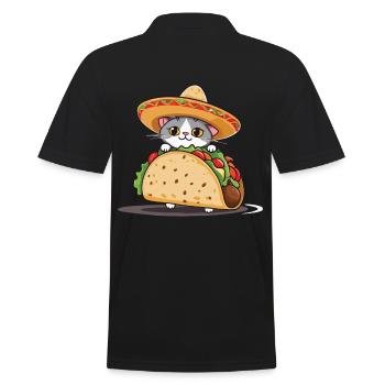 Taco Cat Cinco De Mayo Aesthetic Streetwear - Men's Polo Shirt - black - Back - Kai (181cm)