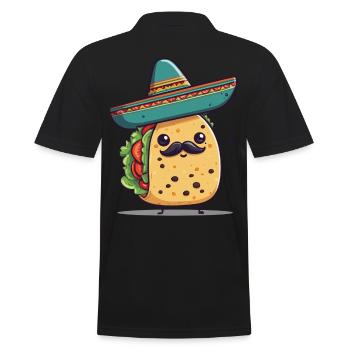 Fun Kawaii Taco Mexican Treats - Men's Polo Shirt - black - Back - Kai (181cm)