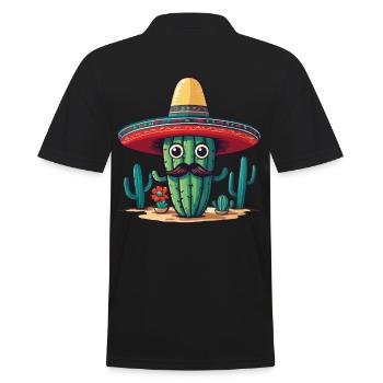 Cactus Fiesta Cacti with Sombrero Cinco de Mayo - Men's Polo Shirt - black - Back - Kai (181cm)