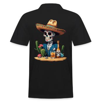 Sugar Skull Iconic Mexico Drink Celebration - Men's Polo Shirt - black - Back - Kai (181cm)