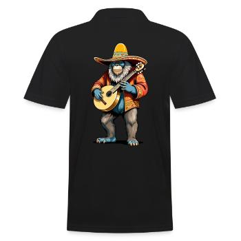 Bigfoot Mexican Mariachi Guitarist Fiesta - Men's Polo Shirt - black - Back - Kai (181cm)