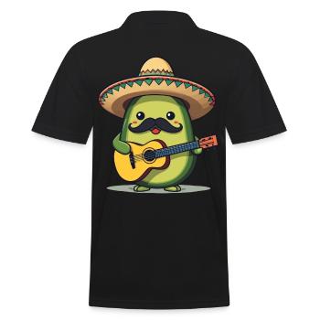 Avocado Mexikanischer Mariachi Gitarren Fiesta - Männer Poloshirt - Schwarz - Hinten - Kai (181cm)