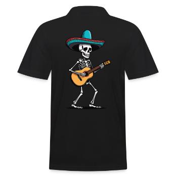 Mexican mariachi skeleton guitarist - Men's Polo Shirt - black - Back - Kai (181cm)