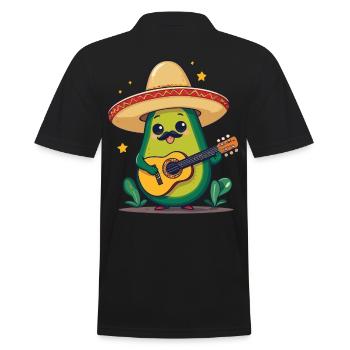 Avocado Mexikanischer Mariachi Gitarren Fiesta - Männer Poloshirt - Schwarz - Hinten - Kai (181cm)