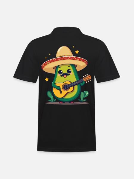 Avocado Mexican Mariachi Guitar Fiesta - Men's Polo Shirt - black