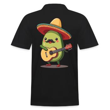 Avocado Mexikanischer Mariachi Gitarren Fiesta - Männer Poloshirt - Schwarz - Hinten - Kai (181cm)