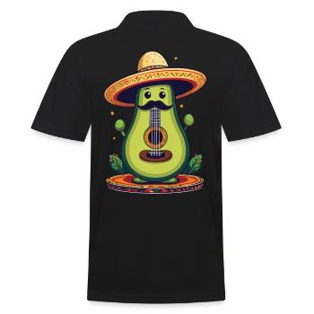 Avocado Mexikanischer Mariachi Gitarren Fiesta - Männer Poloshirt - Schwarz - Hinten - Kai (181cm)