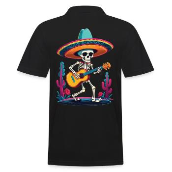 Joueur de guitare Mariachi mexicain squelette - Polo Homme - noir - Dos - Kai (181cm)