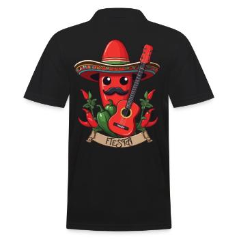 Chili Mariachi Gitarrist Mexiko Fiesta Design - Männer Poloshirt - Schwarz - Hinten - Kai (181cm)