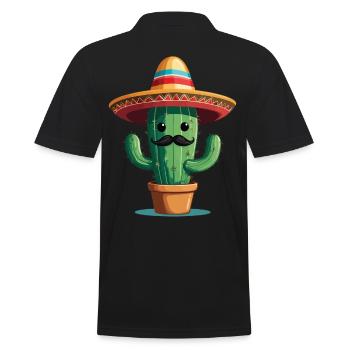 Cactus Fiesta Cacti With Sombrero Funny - Men's Polo Shirt - black - Back - Kai (181cm)