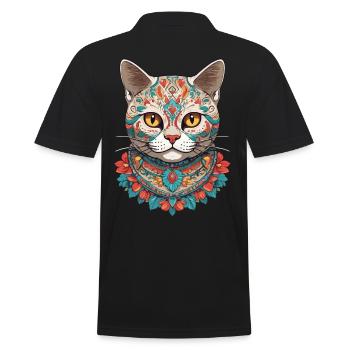 Sugar Skull Mexique chat Design esthétique - Polo Homme - noir - Dos - Kai (181cm)