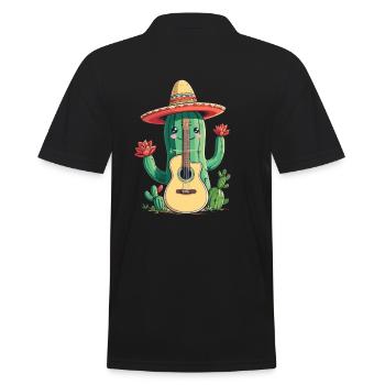 Kaktus Mexikanischer Mariachi Gitarrist Musiker - Männer Poloshirt - Schwarz - Hinten - Kai (181cm)