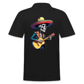 Mexican Mariachi Skeleton Guitarist Fiesta - Men's Polo Shirt - black - Back - Kai (181cm)