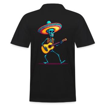 Mexican mariachi skeleton guitarist - Men's Polo Shirt - black - Back - Kai (181cm)