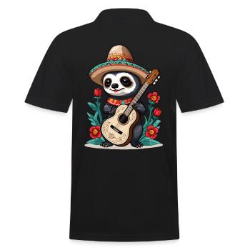 Faultier Mexikanischer Mariachi Gitarren Fiesta - Männer Poloshirt - Schwarz - Hinten - Kai (181cm)
