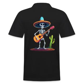 Mexican Mariachi Skeleton Guitarist Fiesta - Men's Polo Shirt - black - Back - Kai (181cm)