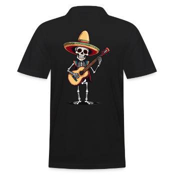 Mexican Mariachi Skeleton Guitarist Fiesta - Men's Polo Shirt - black - Back - Kai (181cm)