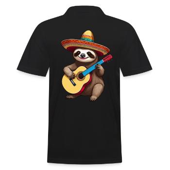 Faultier Mexikanischer Mariachi Gitarrenzauber - Männer Poloshirt - Schwarz - Hinten - Kai (181cm)