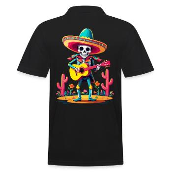 Mexican mariachi skeleton guitarist - Men's Polo Shirt - black - Back - Kai (181cm)