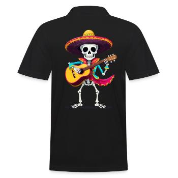 Mexican Mariachi Skeleton Guitarist Fiesta - Men's Polo Shirt - black - Back - Kai (181cm)