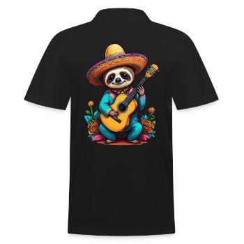 Faultier Mexikanischer Mariachi Gitarrenspieler - Männer Poloshirt - Schwarz - Hinten - Kai (181cm)