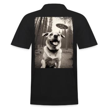 Hunde Selfie mit Außerirdischem Raumschiff Design - Männer Poloshirt - Schwarz - Hinten - Kai (181cm)