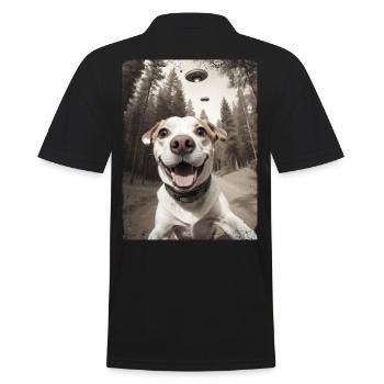 Hunde Selfie Mit Außerirdischem Raumschiff - Männer Poloshirt - Schwarz - Hinten - Kai (181cm)