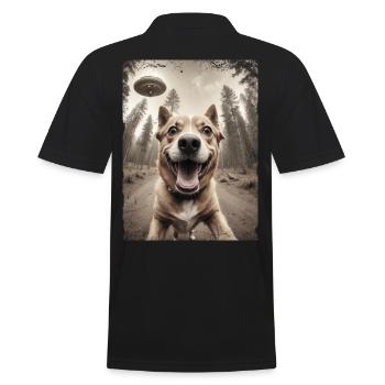 Hunde Selfie Außerirdisches Raumschiff Lustiges - Männer Poloshirt - Schwarz - Hinten - Kai (181cm)
