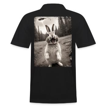 Lustiges Hasen Selfie Außerirdisches Raumschiff - Männer Poloshirt - Schwarz - Hinten - Kai (181cm)