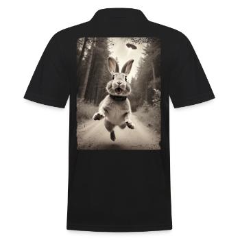 Lustiges Hasen Selfie Außerirdisches Raumschiff - Männer Poloshirt - Schwarz - Hinten - Kai (181cm)