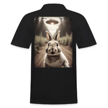 Lustiges Hasen Selfie Außerirdisches Raumschiff - Männer Poloshirt - Schwarz - Hinten - Kai (181cm)