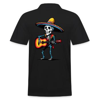 Mexican mariachi skeleton guitarist - Men's Polo Shirt - black - Back - Kai (181cm)