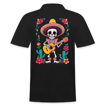 Mexican Mariachi Skeleton Guitarist Fiesta - Men's Polo Shirt - black - Back - Kai (181cm)