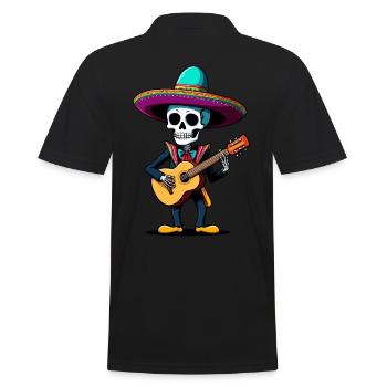 Mexican Mariachi Skeleton Guitarist Fiesta - Men's Polo Shirt - black - Back - Kai (181cm)