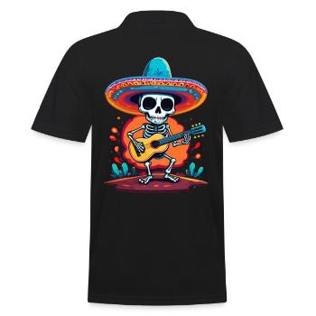 Mexican mariachi skeleton guitarist - Men's Polo Shirt - black - Back - Kai (181cm)