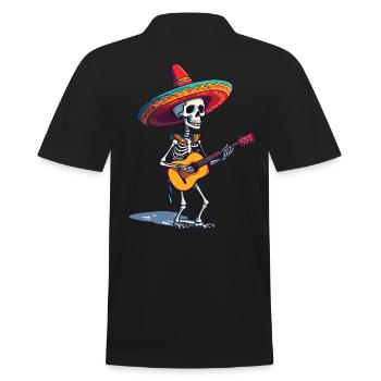 Mexican mariachi skeleton guitarist - Men's Polo Shirt - black - Back - Kai (181cm)