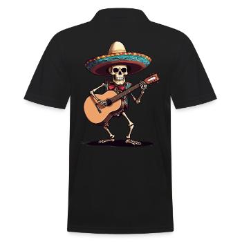 Mexican mariachi skeleton guitarist - Men's Polo Shirt - black - Back - Kai (181cm)