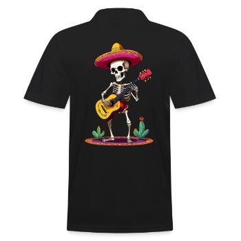 Mexican mariachi skeleton guitarist - Men's Polo Shirt - black - Back - Kai (181cm)