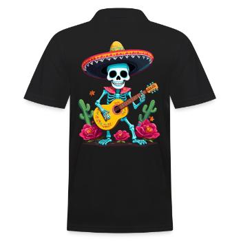 Mexican Mariachi Skeleton Guitarist Fiesta - Men's Polo Shirt - black - Back - Kai (181cm)