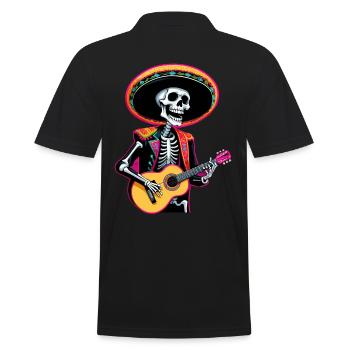 Mexican Mariachi Skeleton Guitarist Fiesta - Men's Polo Shirt - black - Back - Kai (181cm)