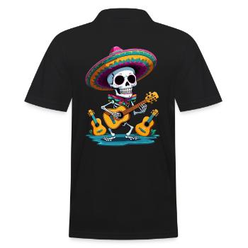 Joueur de guitare Mariachi mexicain squelette - Polo Homme - noir - Dos - Kai (181cm)