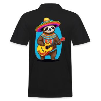 Faultier Mexikanischer Mariachi Gitarrenmusik - Männer Poloshirt - Schwarz - Hinten - Kai (181cm)
