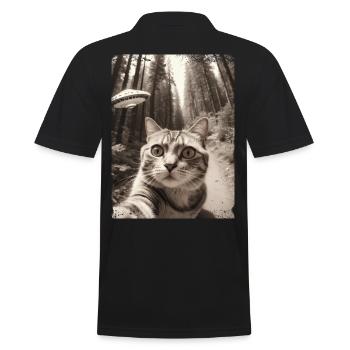 Vaisseau spatial extraterrestre Selfie de chat drôle - Polo Homme - noir - Dos - Kai (181cm)