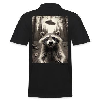 Lustiges Waschbär Selfie Außerirdisches Raumschiff - Männer Poloshirt - Schwarz - Hinten - Kai (181cm)